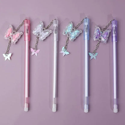 🐛✨ Colorful Butterfly Pendant Gel Pens Set - 10Pcs Cute Sequin & Smooth Writing for Kids! 🖊️💕