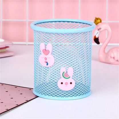 Kawaii Heart-Shaped Pen Holder 🌸 Cute Cartoon Organizer for Desk 🌈 Perfect Student & Office Decor ✏️✨