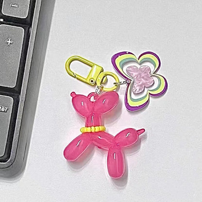 Kawaii Balloon Dog Keychain Models for Girls Sweet Ins Style Balloon Dog Phone Chain Key Buckle Accessories Bag Pendant Toys New
