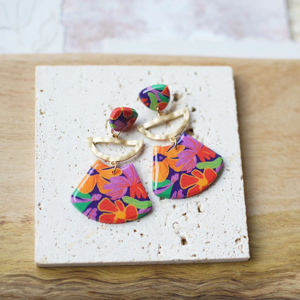 Trendy Fashion Rose Floral Dangle Pendant Enamel With Metal Parts Handmade Polymer Clay Earrings Sets Women's Accessories Gifts