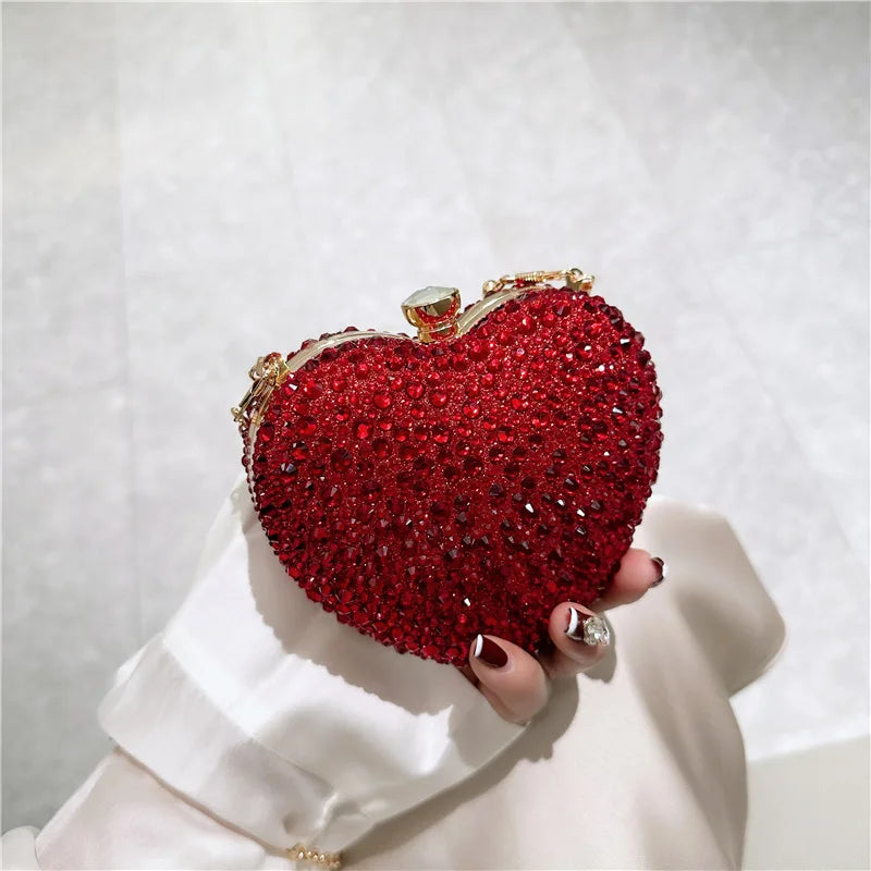 Sparkling Kawaii Heart-Shaped Crystal Clutch 🌟💖 | Rhinestone Evening Bag for Weddings & Parties 🎉✨