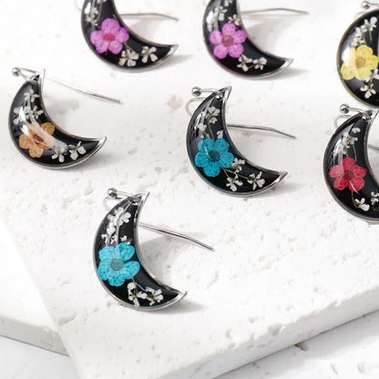 Pastel Pressed Flower Resin Drops Earrings 🌸 Elegant Geometric Jewelry For Women