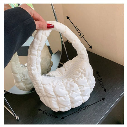 Kawaii Pleated Cloud Mini Handbag 🌈✨ | Adorable Soft Nylon Tote Bag for Trendy Women 💖🌟