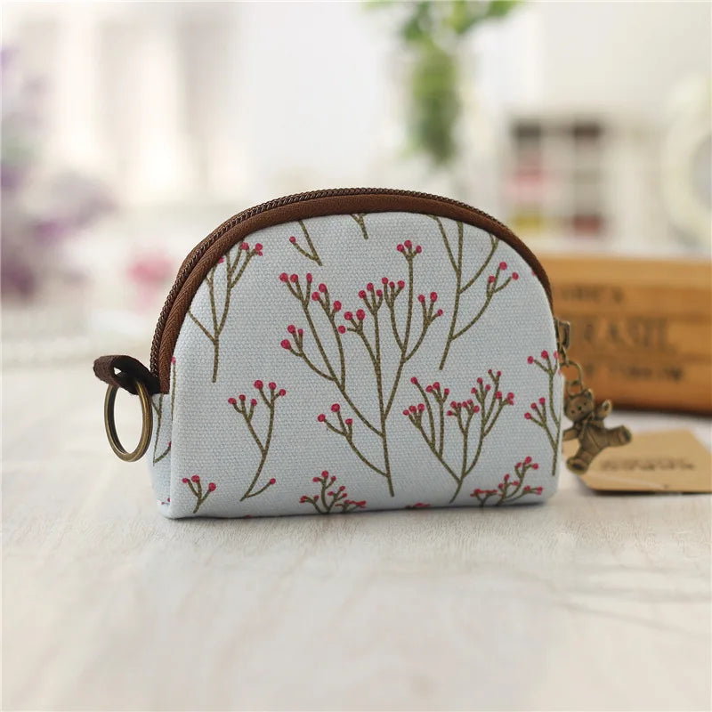 Kawaii Canvas Cartoon Keychain Wallet 🌈✨ | Adorable Mini Card & Coin Purse for Kids & Ladies 💖👜
