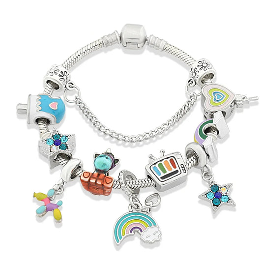 ✨ Rainbow Star & Moon Charm Bracelet 🌙 | Kawaii Unicorn Beaded Jewelry 🎀 | Perfect Gift for Kids & Teens! 🎁