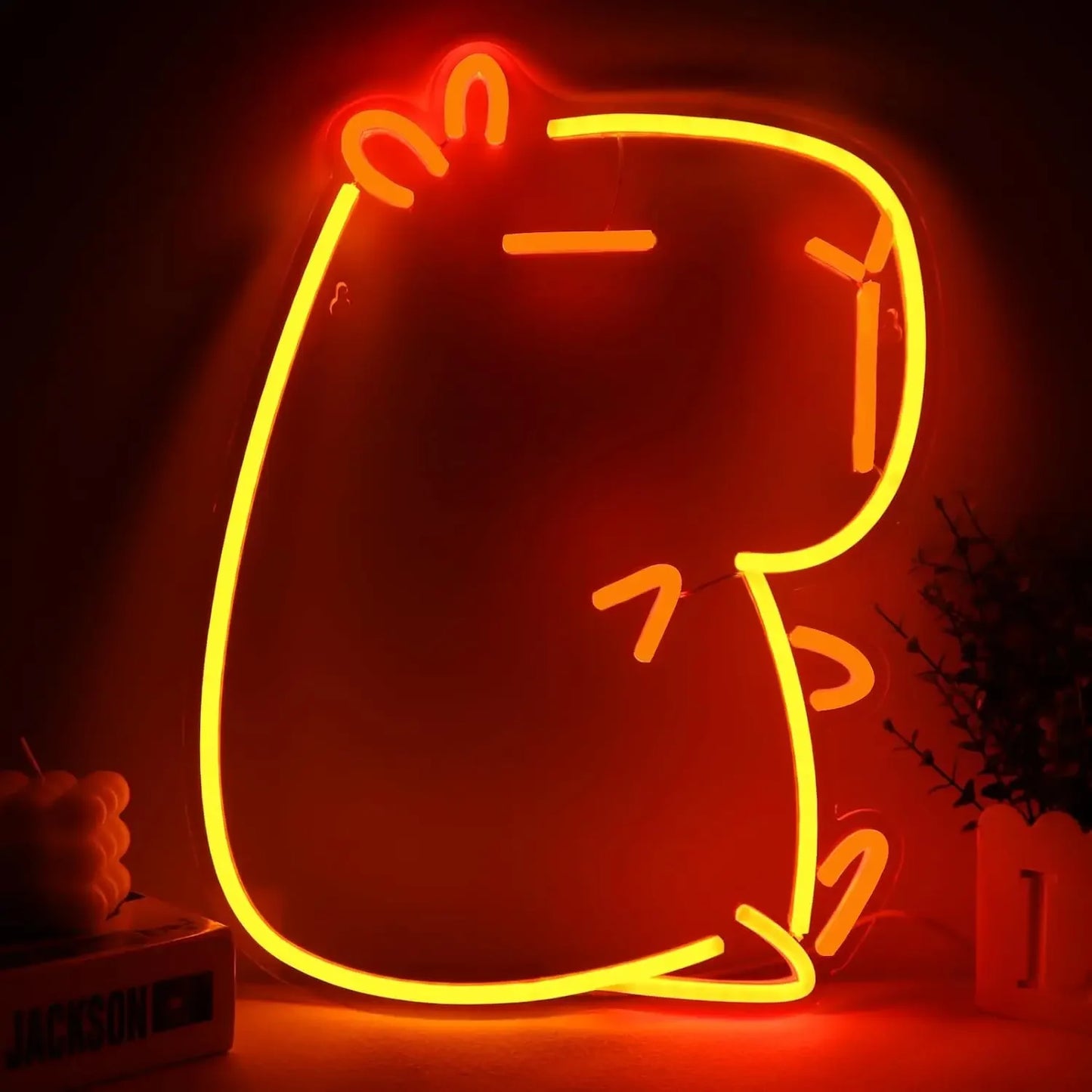 Kawaii Capybara LED Neon Light 🌈✨ | USB Dimmable Wall Decor for Kids' Rooms & Parties 🎉 | Handmade Art Gift 🐾