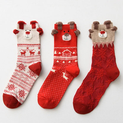 Cozy Two Pair Christmas Socks For Women And Kids Santa Deer Knit Warm 🧦🎄