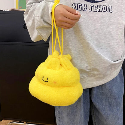 Kawaii Plush Poop Handbag 🎉✨ - Adorable Drawstring Wrist Bag for Fun Outings & Parties! 👜💖