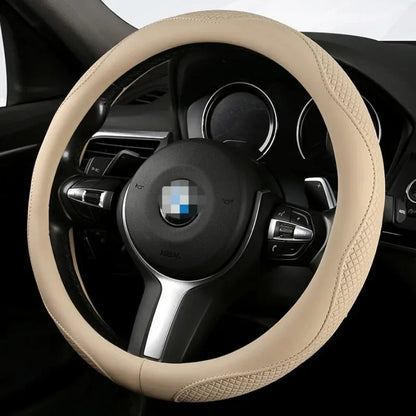 Kawaii Nappa Leather Steering Wheel Cover 🎀✨ | Cute & Stylish Universal Car Accessory for All Seasons 🚗💖