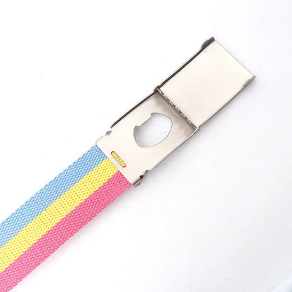 Kawaii Rainbow Striped Tactical Belt 🌈✨ Unisex Slim Fashion Accessory for Casual Vibes! 🐾🦄