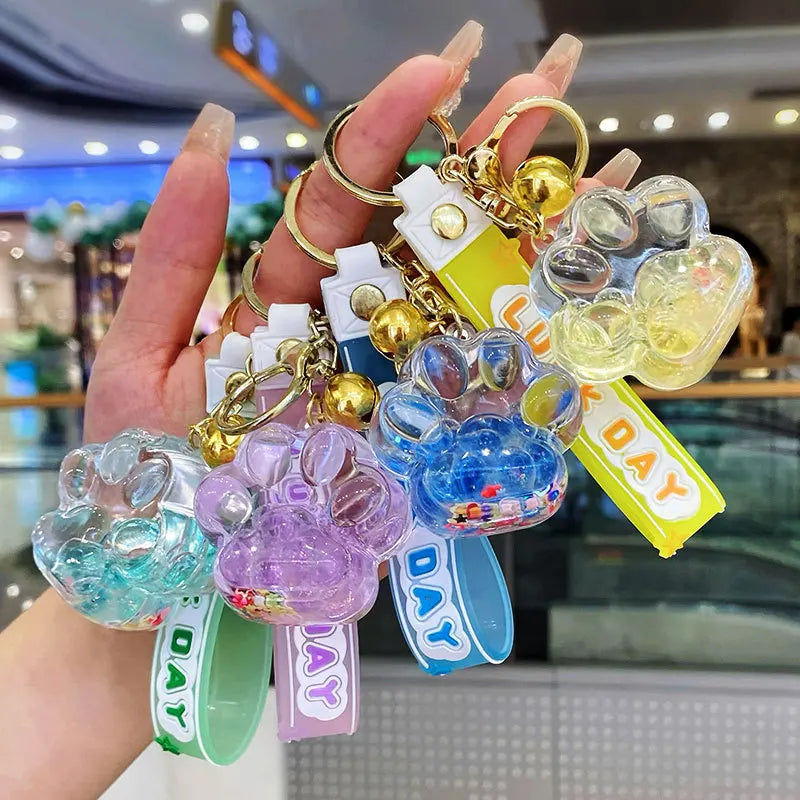 ✨ Cute Cat Claw Bubble Bead Liquid Flowing Sand Keychain Pendant 🌈 Perfect Friendship Gift for All! 🐾 - Pixie Quill