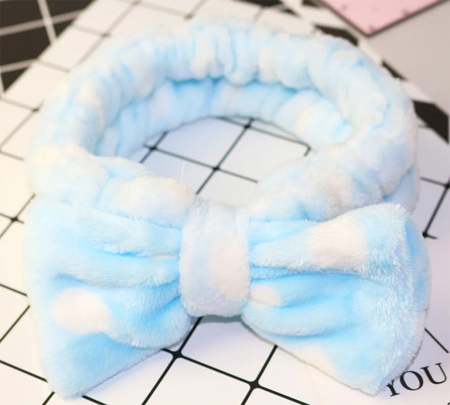 Women Wash Face Makeup Soft Coral Fleece Elastic Headband Head Wrap Cute Rabbit Bow Animal Ears Hairband Girl Hair Accessories
