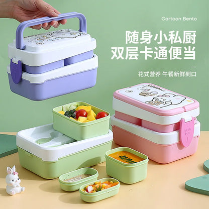 Kawaii 1350ML Bento Box 🍱✨ | Portable & Leakproof Lunch Container with Spoon & Fork 🍴🌸 | Perfect for School Girls!