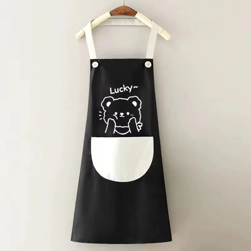 Cute Cartoon Apron for Couples Household Kitchen Catering Waterproof Sleeveless Home Cook Apron Cook Wear Smock - Pixie Quill