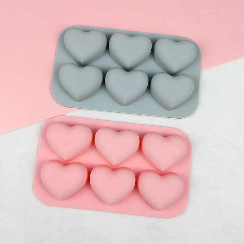 Valentine Cute Heart Silicone Mold Set 6 Cavities For Chocolate Candy And Soap🍬💗