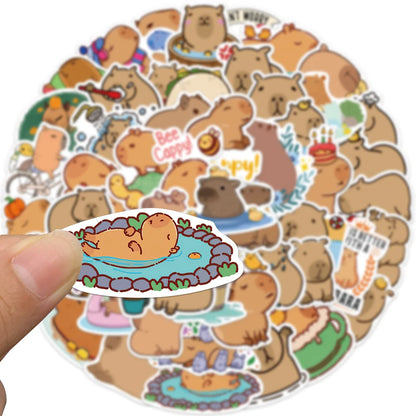 Adorable 50PCS Kawaii Capybara Stickers 🎉 | Perfect for Laptops, Luggage & More! 🐾✨