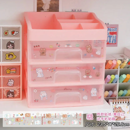 Kawaii Multi-Layer Drawer Organizer 🌟✨ | Cute Desktop Storage Box for School & Office Supplies 🖍️💖