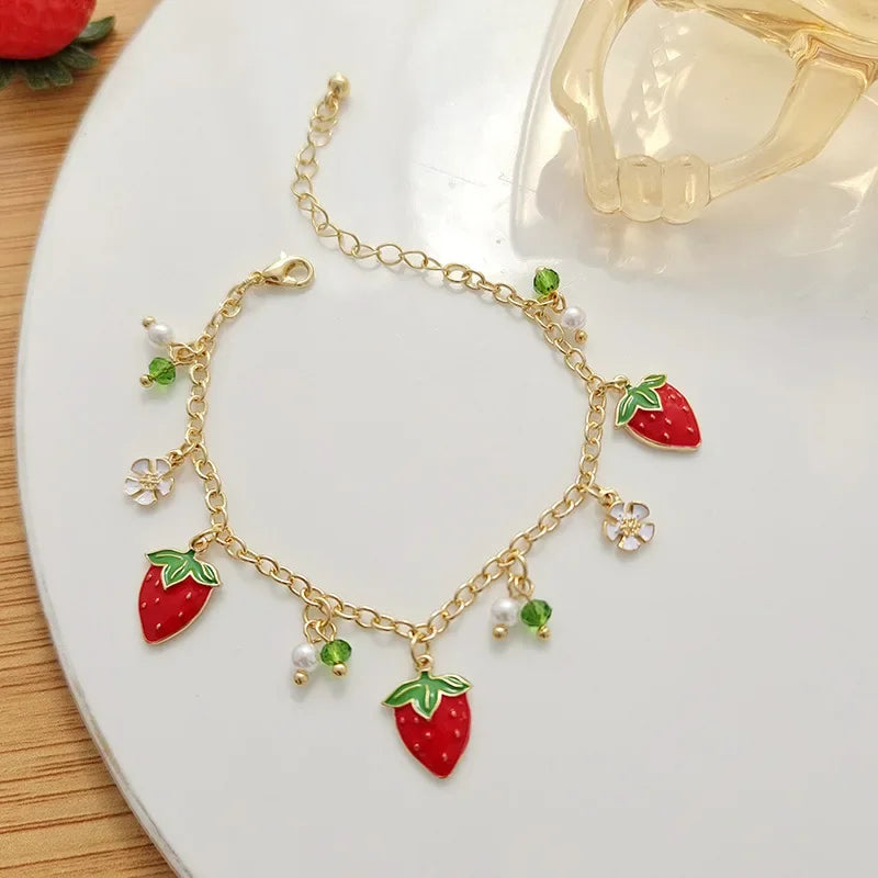 🌟 Fruity Whimsy Bracelet 🍑🍒 | Kawaii Orange & Cherry Charm Jewelry for Celebrations! 🎉