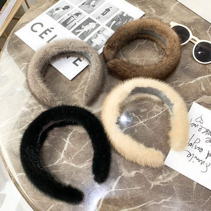 ✨ Kawaii Luxury 100% Real Mink Fur Headband 🎀 | Cozy Winter Hair Hoop for Stylish Ladies 🌟 | Perfect Furry Gift! 🎁