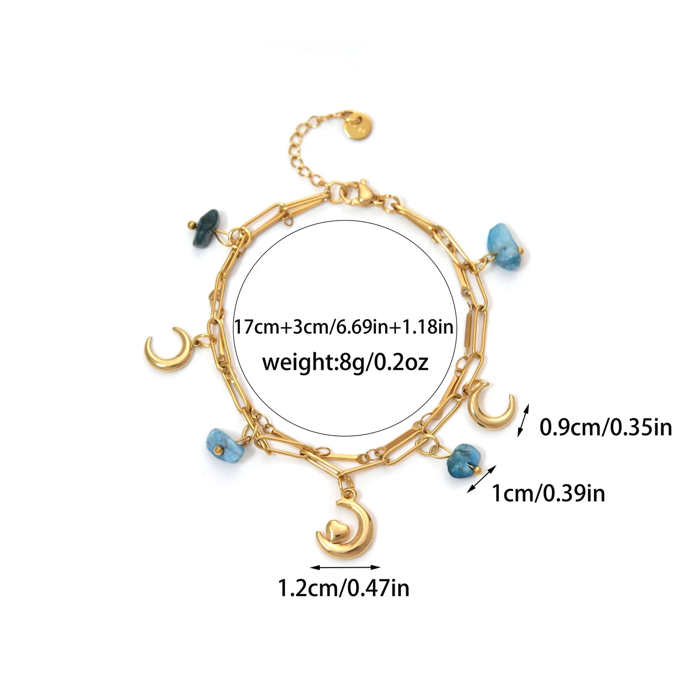 Pastel Moon Sun Starfish Pendant Double Layer Natural Stone Bracelet For Women Waterproof Beach Party Gift 🪸🌙✨💖