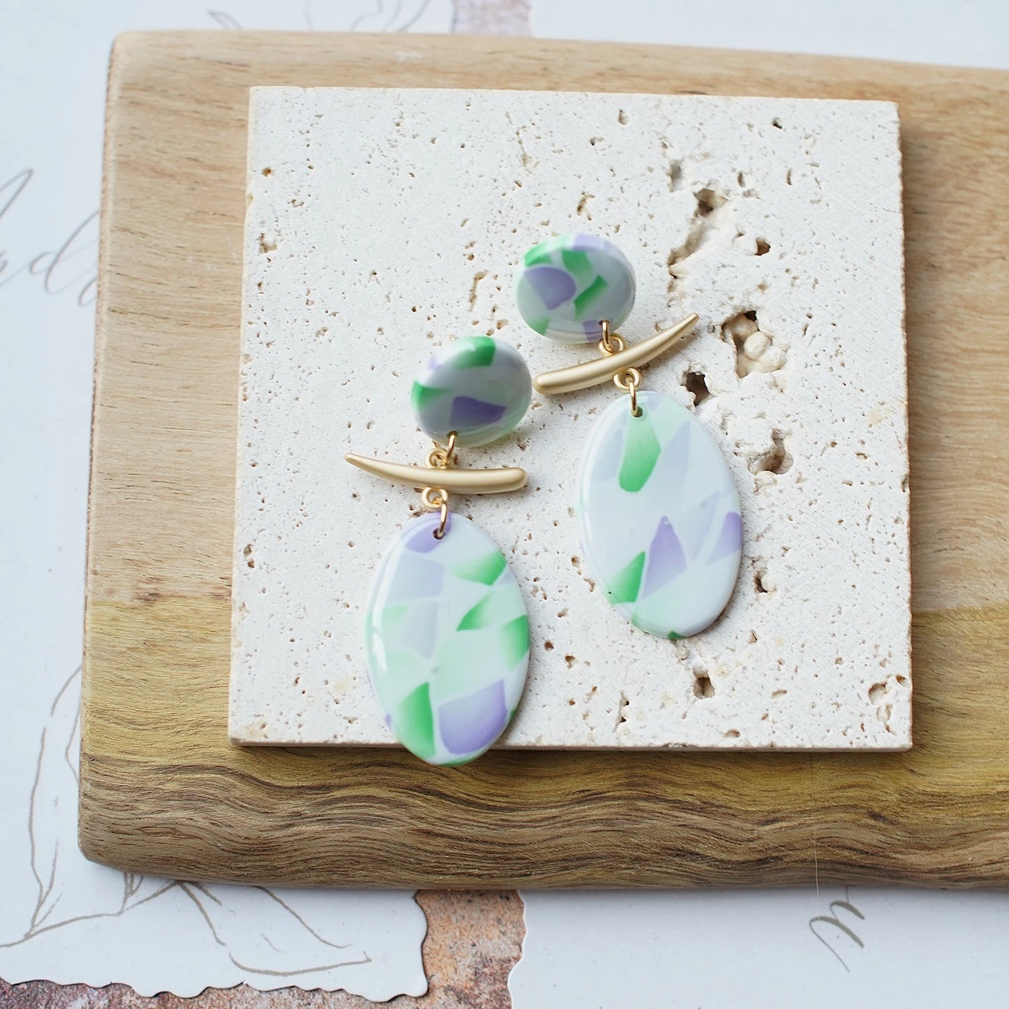 Trendy Fashion Rose Floral Dangle Pendant Enamel With Metal Parts Handmade Polymer Clay Earrings Sets Women's Accessories Gifts