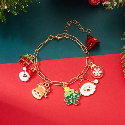 Whimsical Christmas Bracelet With Santa Snowman Star Pendant Jewelry Adjustable🎄