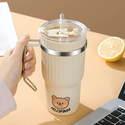 Kawaii 650ML Leak-Proof Coffee Mug ☕✨ - Adorable Portable Tumbler for Travel & Sports! 🌈💧