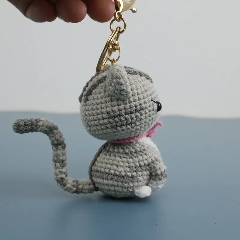 Handmade Kitten Crochet Keychain For Backpack Cute Cat Doll Pendant 🧶🐾
