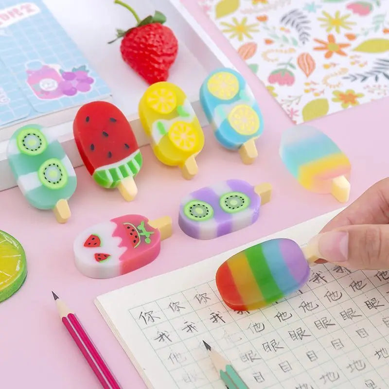 Kawaii Ice Cream Mini Eraser Set 🍦✨ - Fun Rubber Stationery for Kids!