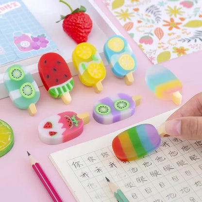 Kawaii Ice Cream Mini Eraser Set 🍦✨ - Fun Rubber Stationery for Kids!