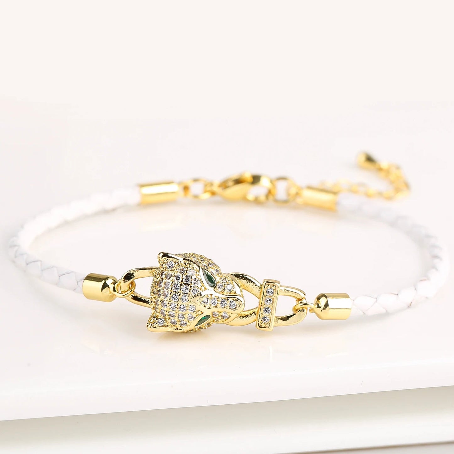 🐻✨ Adorable Bear Zirconia Charm Bracelet - 6 Color Adjustable Leather Rope for Everyone! 🎉🎈