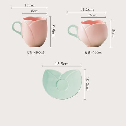 Whimsical Tulip Cups & Tray Set 🌷☕ Delightful Flower-Shaped Mugs for Sweet Sips!