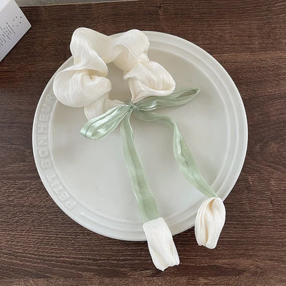 Charming Tulip Bow Scrunchies 🌸✨ Cute Hair Ties for Stylish Girls! 🎀💖 - Pixie Quill