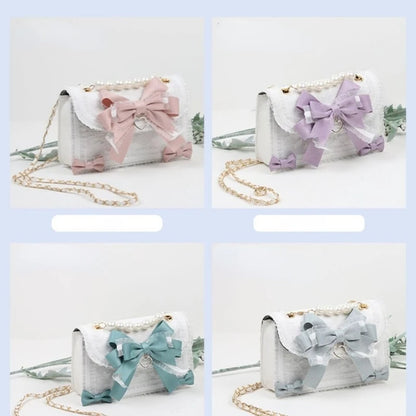 ✨ Kawaii Lolita Bow & Lace Crossbody Bag 🎀 | Pearl-Embellished Japanese Style Purse for Trendy Girls 🌸