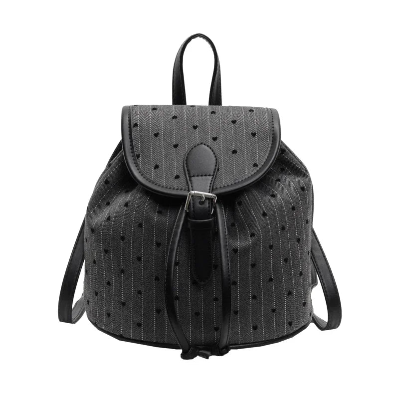Kawaii Mini Plaid Oxford Backpack 🎀💕 | Adorable Women's Zipper Shoulder Bag with Heart Embroidery & Bow Details 🎉✨