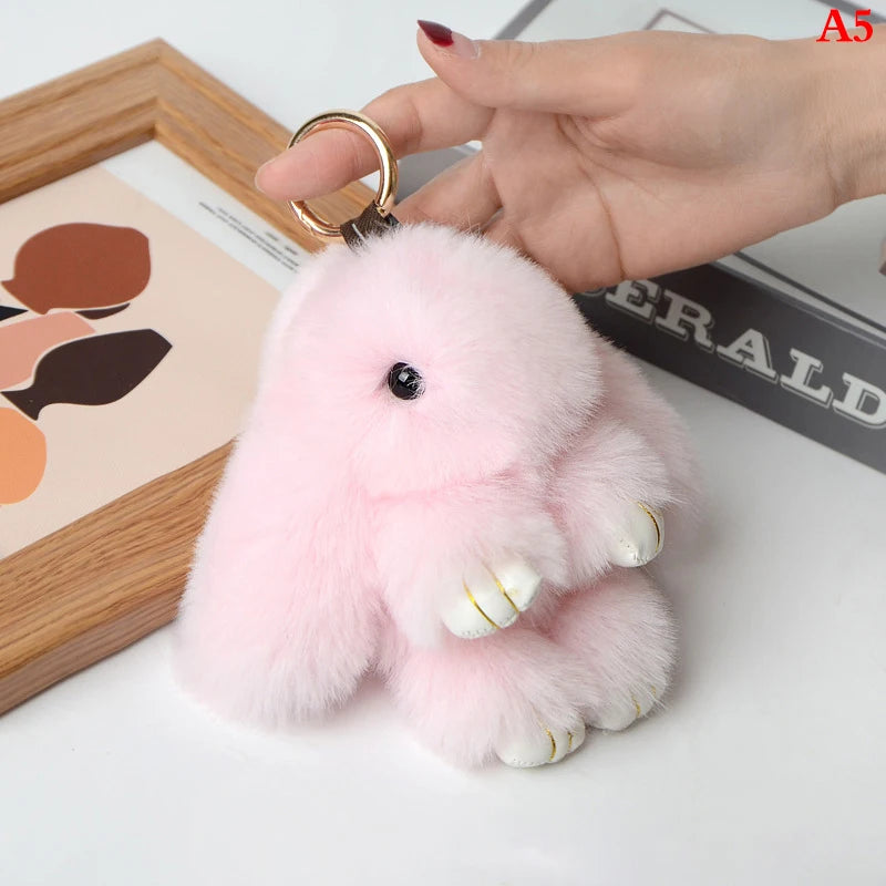 Fluffy Bunny Keychain 🐰✨ Adorable Pom Pom Charm for Bags & Keys! 🐇💖 - Pixie Quill