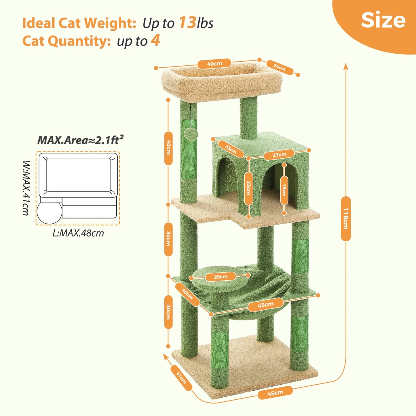 Five Level Cat Tree For Indoor Cats With Metal Frame And Cozy Big Top Perch, Adorable Hammock Condo 😺🐾
