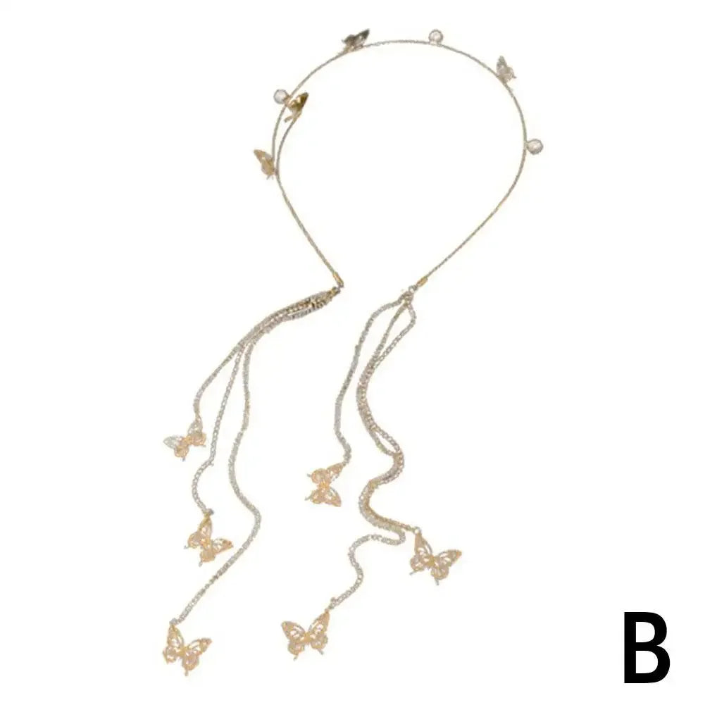 Kawaii Crystal Butterfly Tiara Headband 🌸✨ – Adorned with Rhinestones & Pearls for Girls' Fashion Magic! 🦋💖
