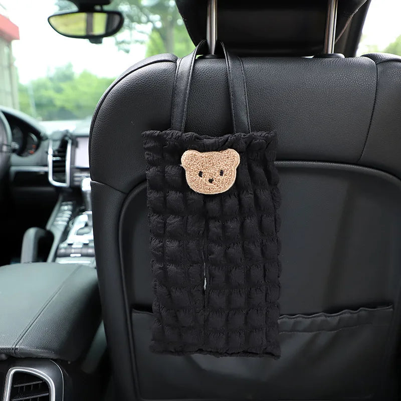 Adorable Kawaii Bear Car Tissue Holder 🐻✨ | Cute Linen Organizer for Auto Interior 🧻🚗