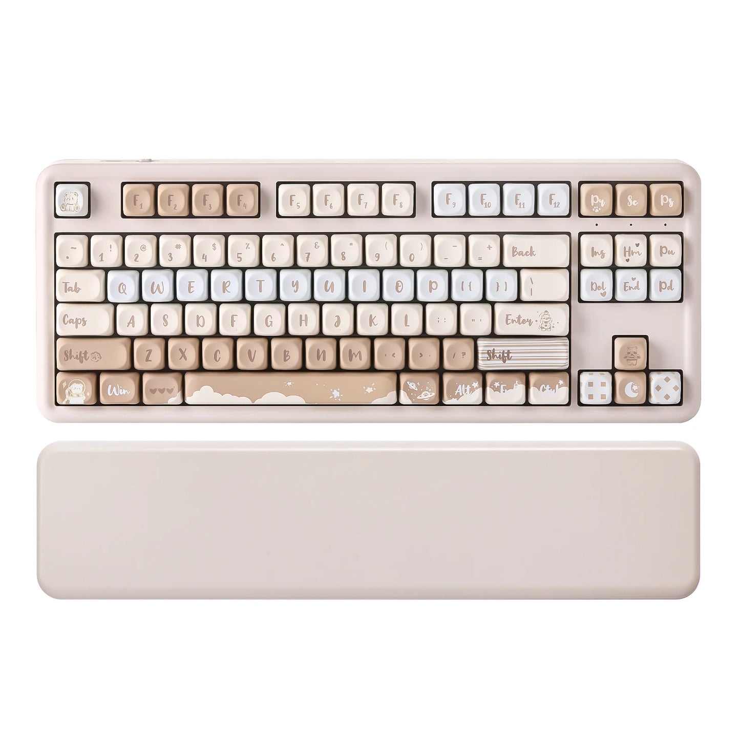Cute Kawaii Wireless RGB Mechanical Keyboard 🐻✨ | YUNZII B87 with Gasket Mount, Hot Swappable Switches & Soft Wrist Rest! 🎮💖