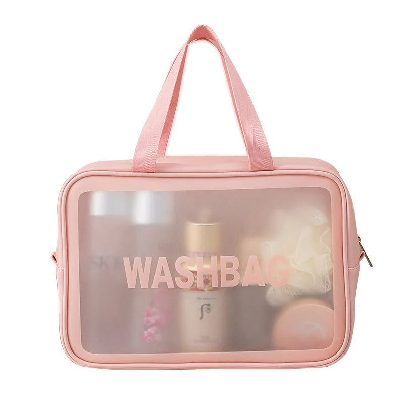 Kawaii Waterproof Travel Makeup Bag 🌟✨ | Cute Transparent Cosmetic Organizer for Women 💖✈️