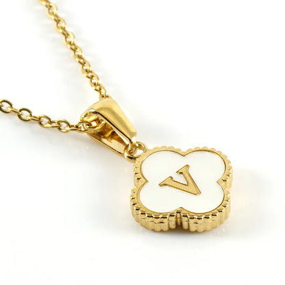 Charming Kawaii Stainless Steel Initial Necklace for Her 🌸✨ | Cute White Chain Jewelry - Perfect Valentine’s Day Gift! 💖