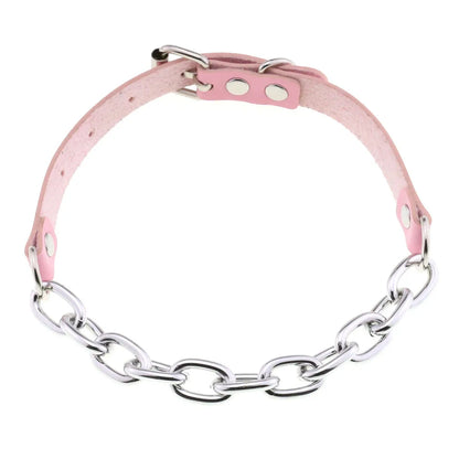 Pink Lace Leather Choker With Heart Pendant, Punk Gothic Style ✨💗