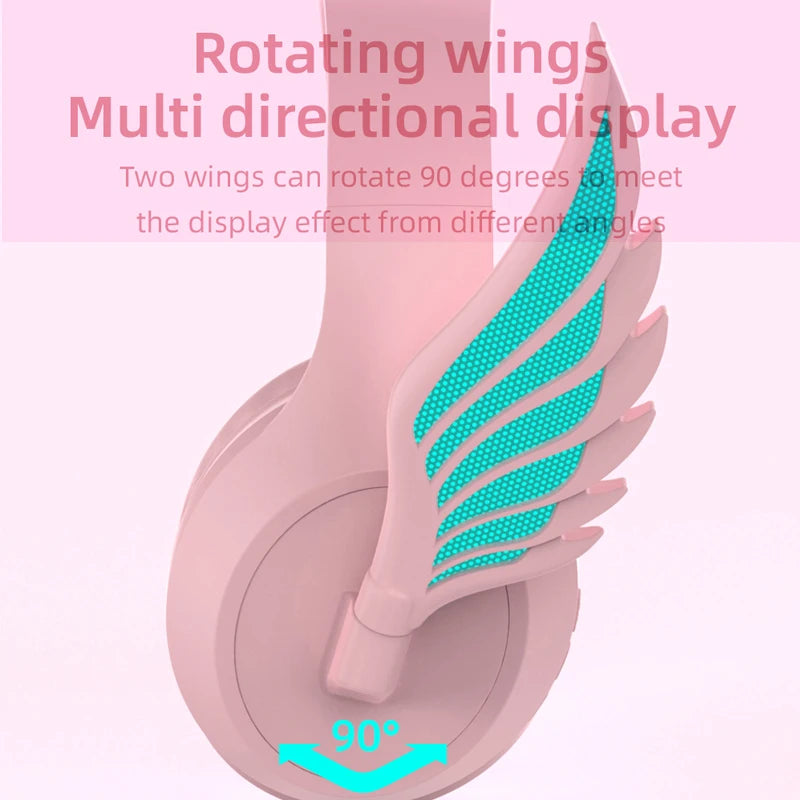 Kawaii Winged Bluetooth Headphones 🎶✨ Hi-Fi Stereo 🎧 Game On! 🎮 Noise-Canceling Mic & App Control! 🌈