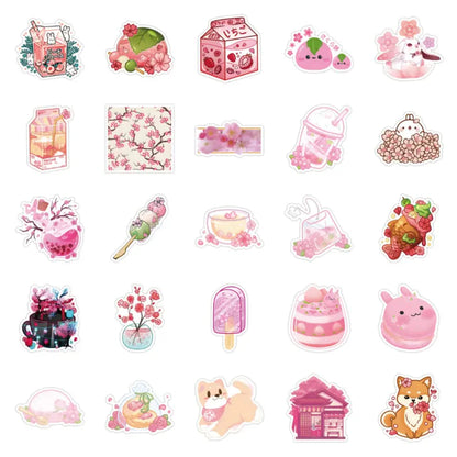 Kawaii Cherry Blossom Sticker Wonderland 🌸✨ | 100 Waterproof Decals for Personalization!