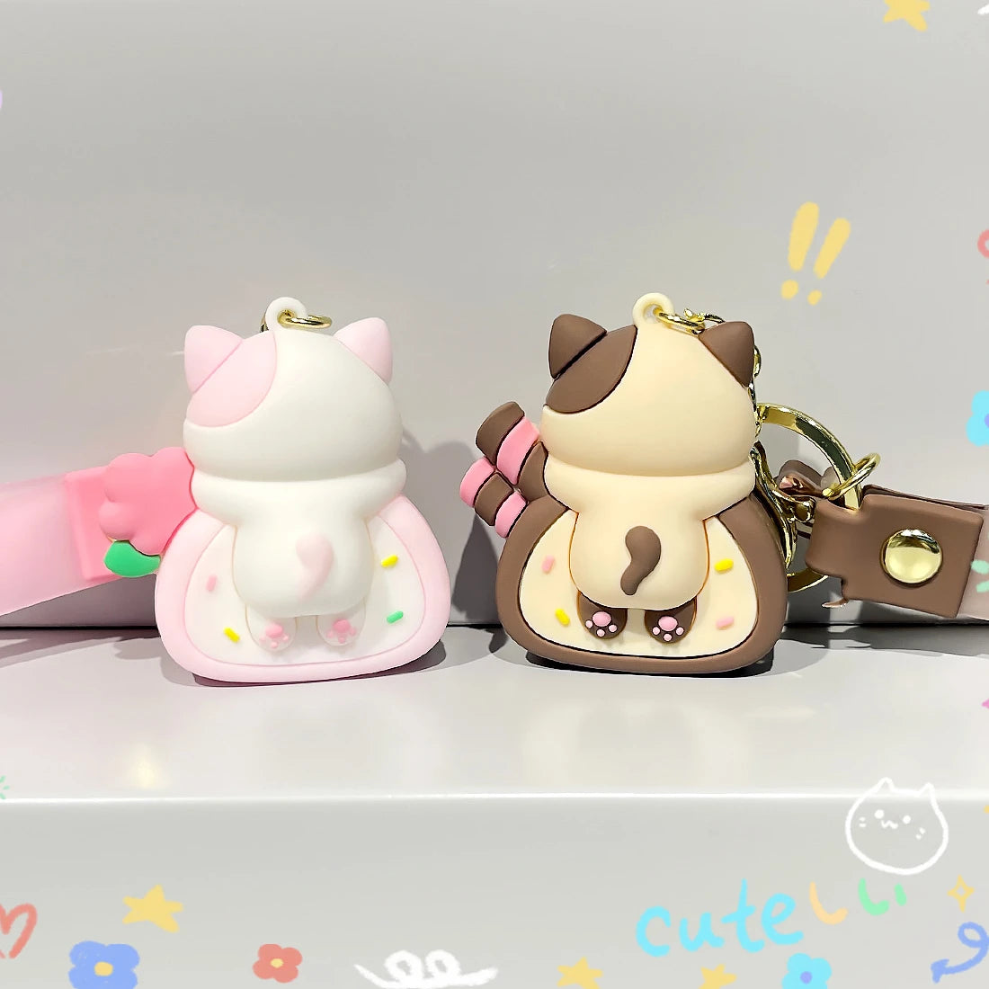 Adorable Cat Cake Roll Keychain 🐾💕 - Pixie Quill