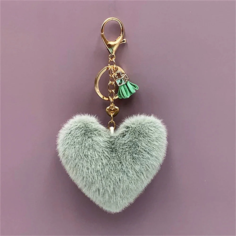 Kawaii Heart Pompom Keychain 🎀✨ | Adorable Plush Ball Accessories for Bags & Cars ❤️🎉 | Perfect Valentine Gifts for Couples 💖🥰