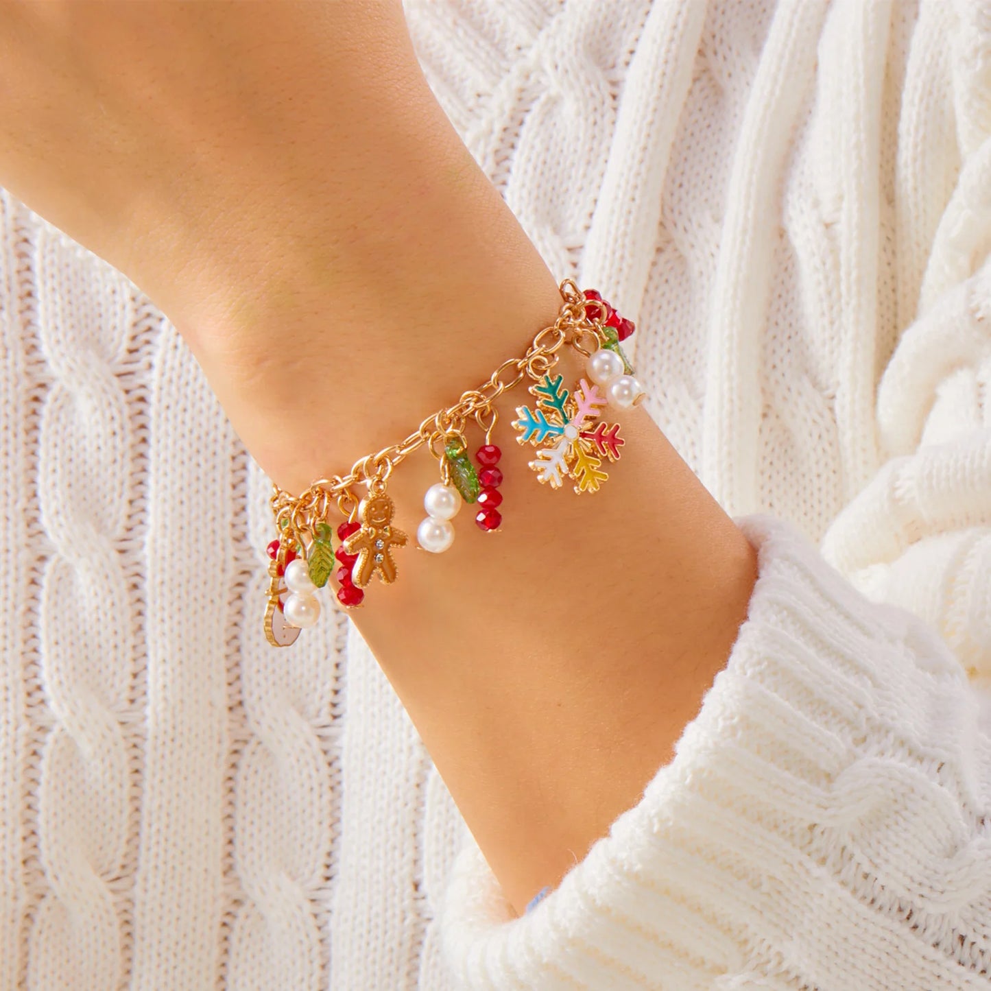 Whimsical Christmas Charm Bracelet For Women Santa Snowman Bell Chain 🎄⛄🎁