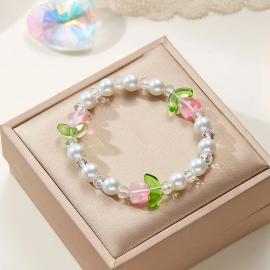 🌸 Kawaii Tulip Charm Bracelet 🎉 Colorful Beads for Fun Parties & Friendship 💖