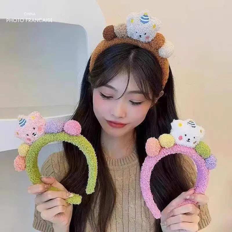 Kawaii Plush Bear Hairband 🐻✨ Fun Headband for Women & Girls | Adorable Party Accessory & Photo Prop 🎉🎀